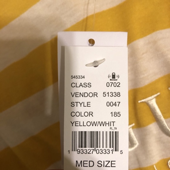 Guess White and Yellow Stripped Tshirt - Picture 2 of 4